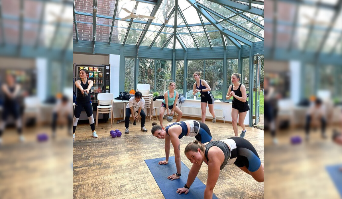 The women’s squad during their training camp circuits.