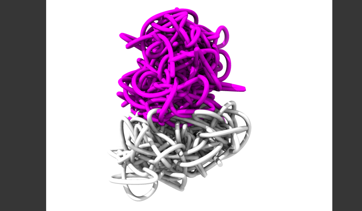 RNA particles swarm an X chromosome from a mouse in a new visualization of X chromosome inactivation. Credit: Los Alamos National Laboratory