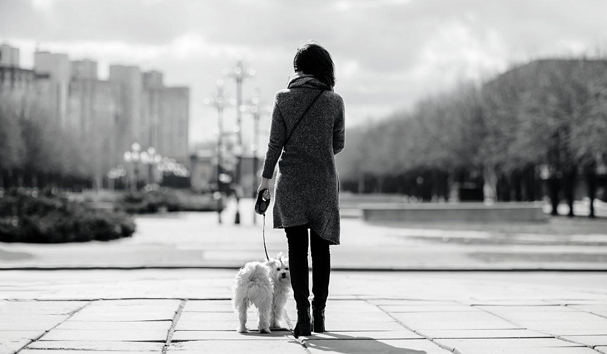 Woman walking a dog