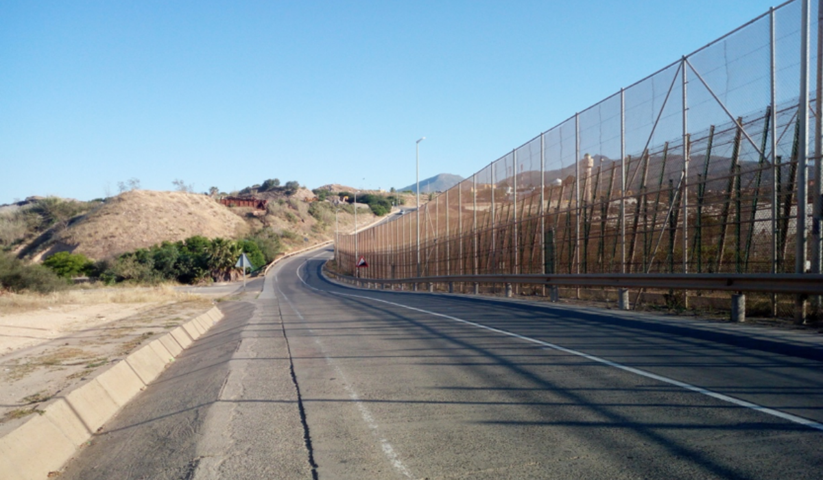 The fence dividing the Spanish enclave of Melilla from Morocco