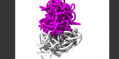 RNA particles swarm an X chromosome from a mouse in a new visualization of X chromosome inactivation. Credit: Los Alamos National Laboratory